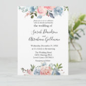 Invitations de mariage - Rose Dusty Blue Floral Ro (Debout devant)