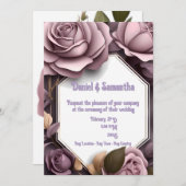 Invitations de mariage Rose élégantes (Devant / Derrière)
