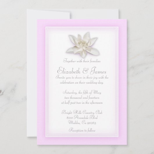 Invitations De Mariage Rose Et Blanc (Devant)
