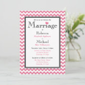 Invitations de mariage rose et blanc Chevron (Debout devant)