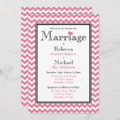 Invitations de mariage rose et blanc Chevron (Devant / Derrière)
