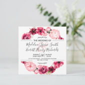 Invitations de mariage rose et bordeaux à couronne (Debout devant)