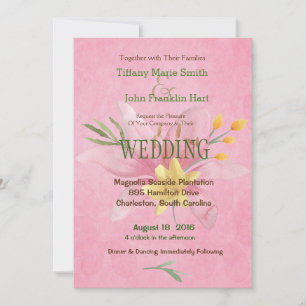 Invitations de mariage rose et jaune aquarelle