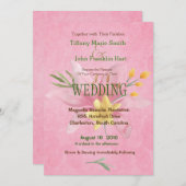 Invitations de mariage rose et jaune aquarelle (Devant / Derrière)