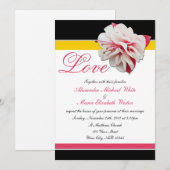 Invitations de mariage rose et jaune Fuchsia (Devant / Derrière)