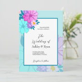 Invitations de mariage rose et Turquoise (Debout devant)
