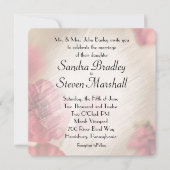 Invitations de mariage rose floral (Devant)