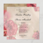 Invitations de mariage rose floral (Devant / Derrière)