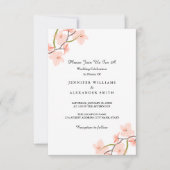 Invitations de mariage rose floral (Devant)