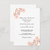 Invitations de mariage rose floral (Devant / Derrière)