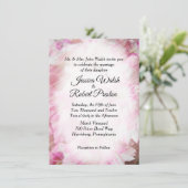 Invitations de mariage rose floral (Debout devant)