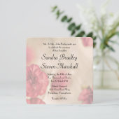Invitations de mariage rose floral (Debout devant)