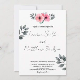 Invitations de mariage rose floral