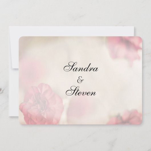 Invitations de mariage rose floral (Dos)