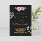 Invitations de mariage rose floral (Debout devant)