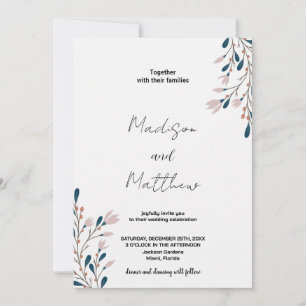 Invitations de mariage rose floral vert