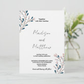 Invitations de mariage rose floral vert (Debout devant)