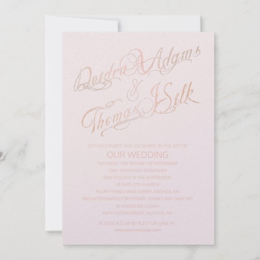 Invitations de mariage rose Gold (Dos)