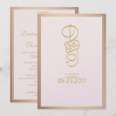 Invitations de mariage rose Gold (Devant / Derrière)