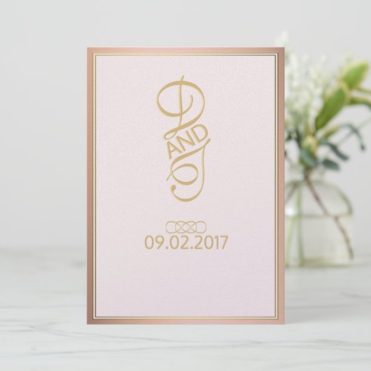 Invitations de mariage rose Gold (Debout devant)