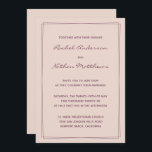 Invitations de mariage rose Gold Rose / Fig Enk En<br><div class="desc">Cliquez sur le bouton PERSONNALISER pour créer vos propres invitations de mariage uniques dans toutes les couleurs que vous choisissez. CHANGEZ la couleur arrière - plan à n'importe quelle couleur ! Nous montrons beau rose or rose. CHANGEZ la couleur de police - nous montrons fig. Deux bordures rectangle - SUPPRIMEZ-les...</div>