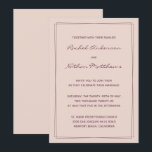 Invitations de mariage rose Gold Rose / Fig Enk En<br><div class="desc">Cliquez sur le bouton PERSONNALISER pour créer vos propres invitations de mariage uniques dans toutes les couleurs que vous choisissez. CHANGEZ la couleur arrière - plan à n'importe quelle couleur ! Nous montrons beau rose or rose. CHANGEZ la couleur de police - nous montrons fig. Deux bordures rectangle - SUPPRIMEZ-les...</div>