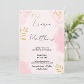 Invitations de mariage rose Golden (Debout devant)
