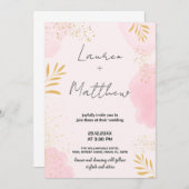 Invitations de mariage rose Golden (Devant / Derrière)