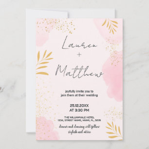 Invitations de mariage rose Golden