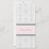 Invitations de mariage rose gris blanc Damas (Devant)