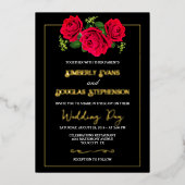 Invitations De Mariage Rose Noir Or Et Bourgogne (Recto)