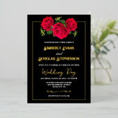 Invitations De Mariage Rose Noir Or Et Bourgogne (Debout devant)