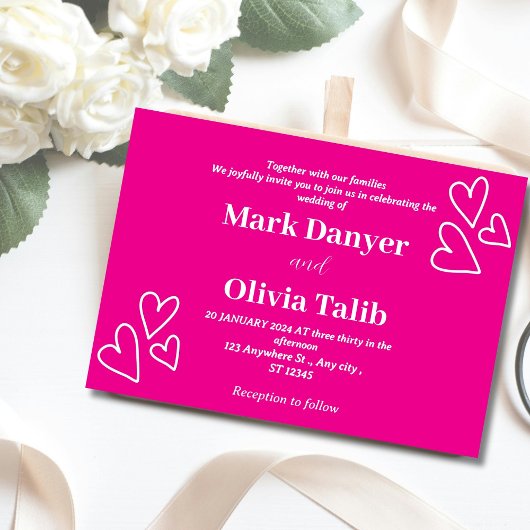 Invitations de mariage rose | Romantique et intemp