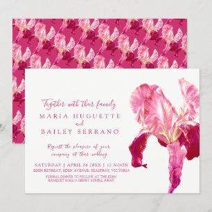 Invitations de mariage rose rouge d'Iris