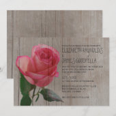 Invitations de mariage Rose rustique (Devant / Derrière)
