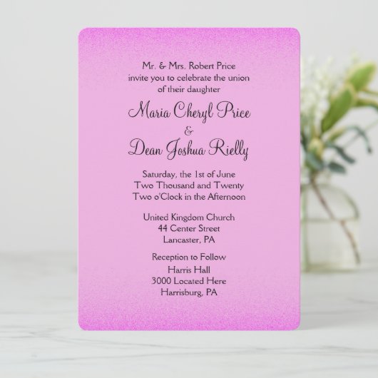 Invitations de mariage rose Shimmer (Debout devant)