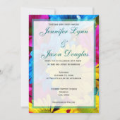 Invitations de mariage rose Turquoise Gerber Daisy (Devant)