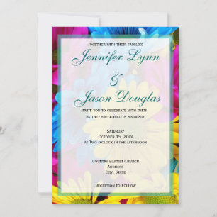 Invitations de mariage rose Turquoise Gerber Daisy