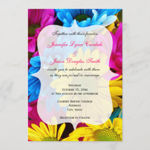 Invitations de mariage rose Turquoise Gerber Daisy