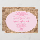 Invitations de mariage roses à Burlap en Russie (Devant / Derrière)