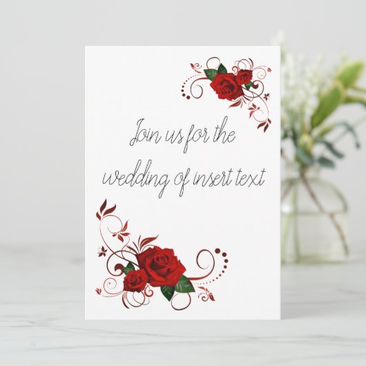 INVITATIONS DE Mariage Roses Rouges (Debout devant)