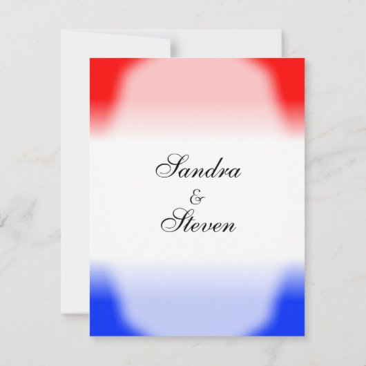 Invitations de mariage rouge blanc et bleu (Dos)