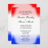 Invitations de mariage rouge blanc et bleu (Devant / Derrière)