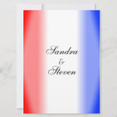 Invitations de mariage rouge blanc et bleu (Dos)