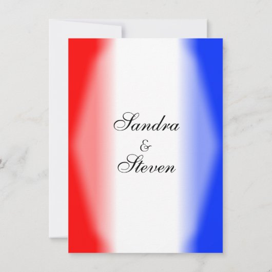 Invitations de mariage rouge blanc et bleu (Dos)