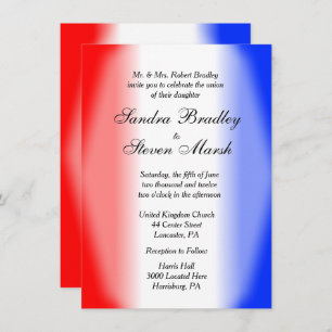 Invitations de mariage rouge blanc et bleu