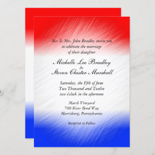 Invitations de mariage rouge blanc et bleu en band
