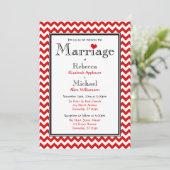 Invitations de mariage rouge et blanc Chevron (Debout devant)