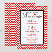 Invitations de mariage rouge et blanc Chevron (Devant / Derrière)