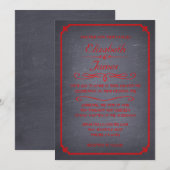 Invitations de mariage rouge et noir (Devant / Derrière)